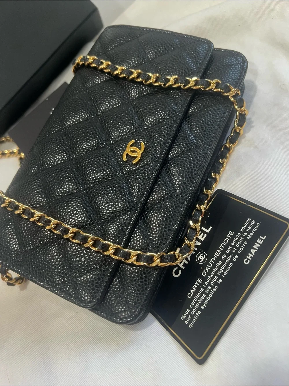 Chanel Classic Black Caviar WOC GHW